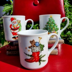 3 vintage Schmidt Christmas mugs, Brazil Porcelana